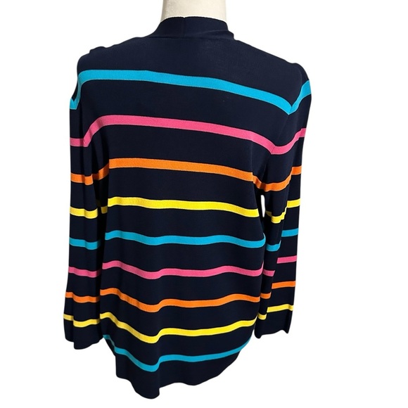 Red Women's Striped Rainbow Open Front Cardigan Multicolor Size XL Career Church - Picture 6 of 9